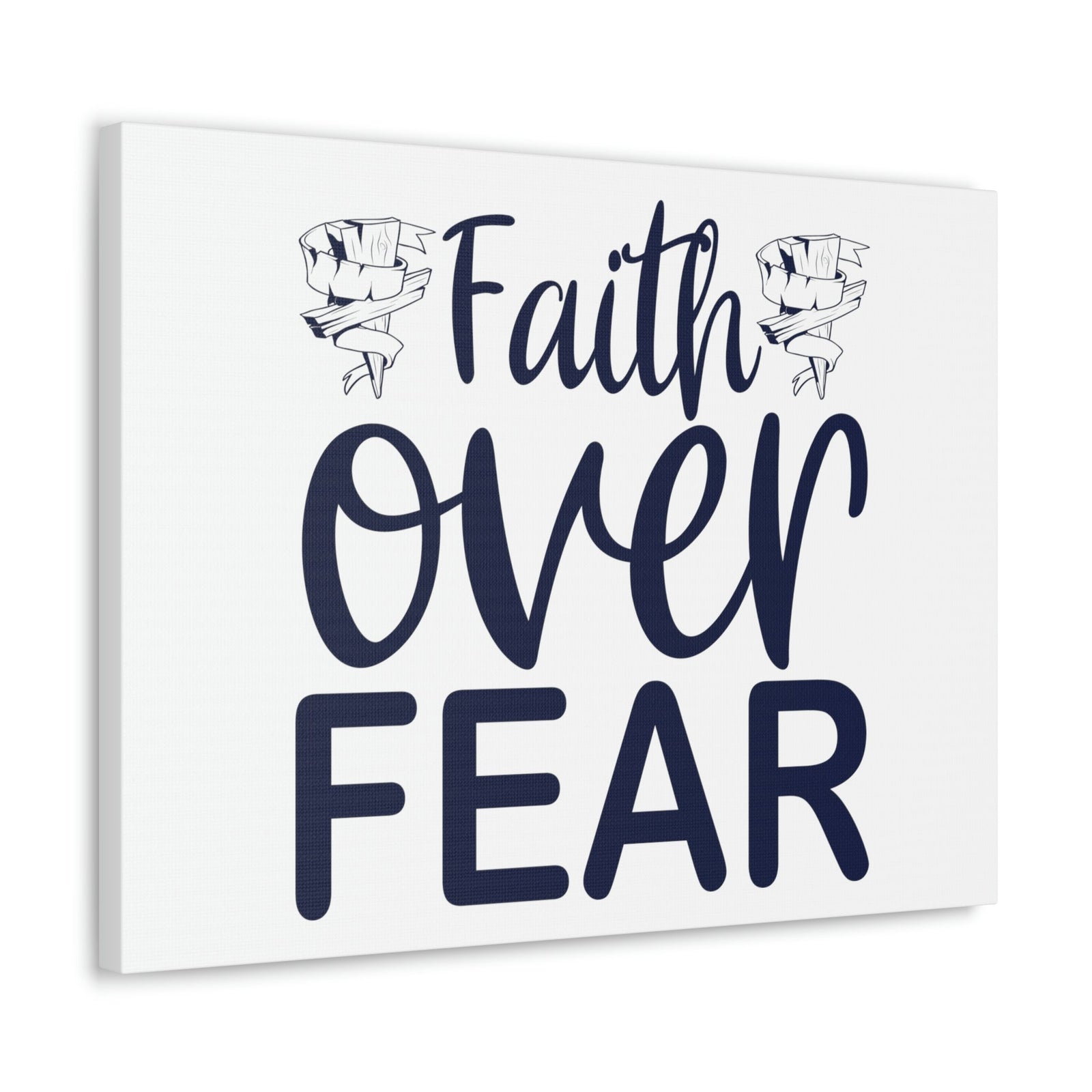 Scripture Walls Faith Over Fear Psalm 34:4 Wood Cross Christian Wall Art Print Ready to Hang Unframed-Express Your Love Gifts