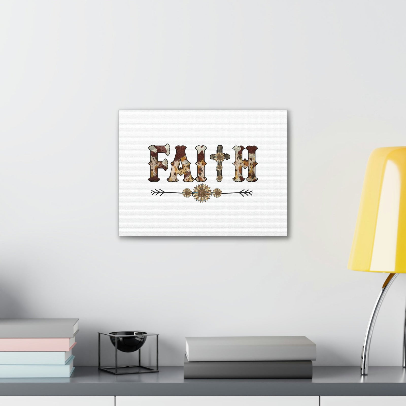 Scripture Walls Faith Romans 10:17 Flower Pattern Brown Christian Wall Art Bible Verse Print Ready to Hang Unframed-Express Your Love Gifts