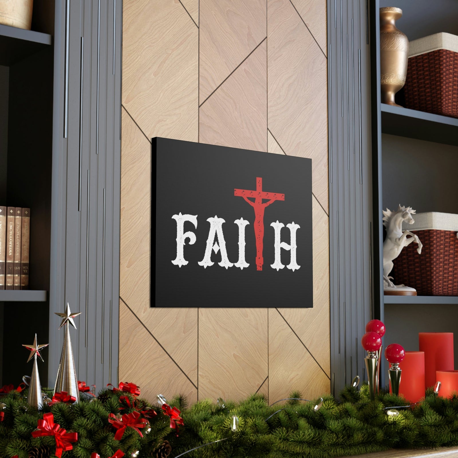 Scripture Walls Faith Romans 10:17 Red Cross Christian Wall Art Bible Verse Print Ready to Hang Unframed-Express Your Love Gifts