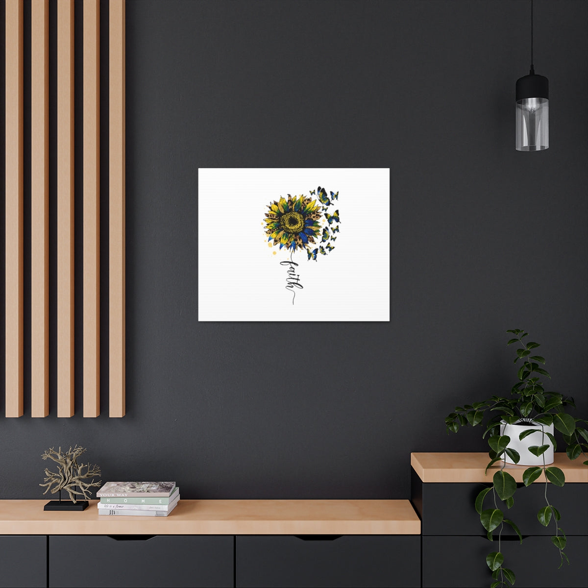 Scripture Walls Faith Sunflower Romans 5:1 Christian Wall Art Bible Verse Print Ready to Hang Unframed-Express Your Love Gifts