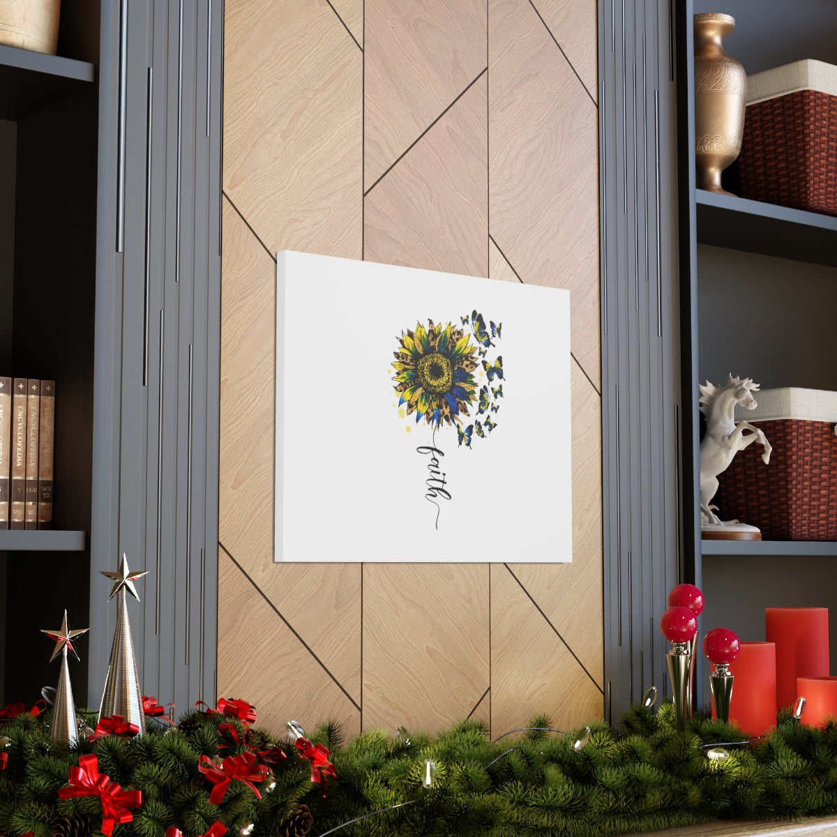 Scripture Walls Faith Sunflower Romans 5:1 Christian Wall Art Bible Verse Print Ready to Hang Unframed-Express Your Love Gifts