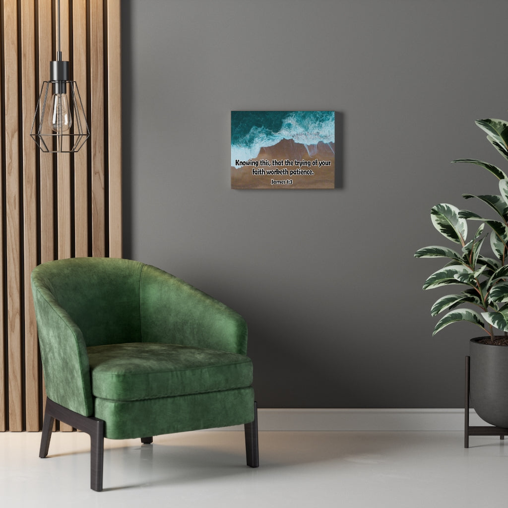 Scripture Walls Faith Worketh Patience James 1:3 Bible Verse Canvas Christian Wall Art Ready to Hang Unframed-Express Your Love Gifts