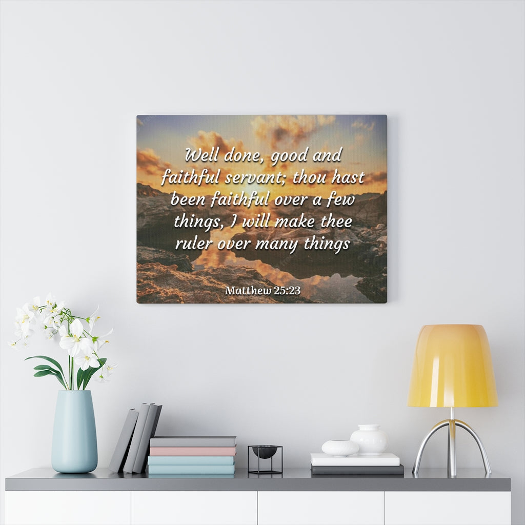Scripture Walls Faithful Servant Matthew 25:23 Bible Verse Canvas Christian Wall Art Ready to Hang Unframed-Express Your Love Gifts
