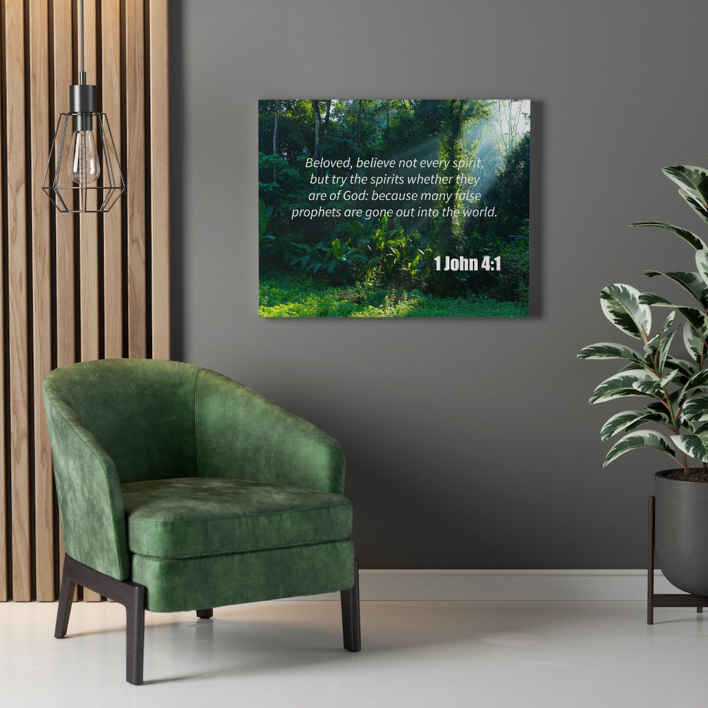 Scripture Walls False Prophets 1 John 4:1 Bible Verse Canvas Christian Wall Art Ready to Hang Unframed-Express Your Love Gifts