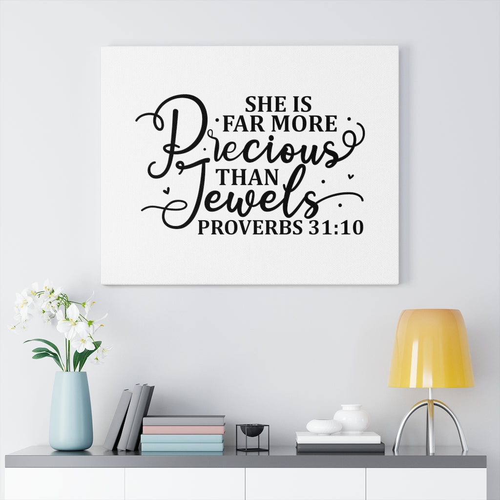 Scripture Walls Far More Precious Proverbs 31:10 Bible Verse Canvas Christian Wall Art Ready to Hang Unframed-Express Your Love Gifts