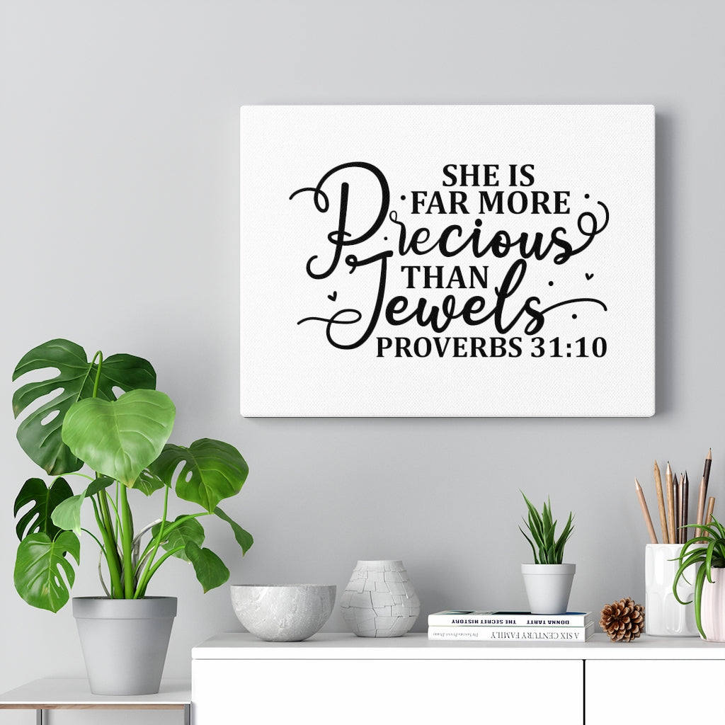 Scripture Walls Far More Precious Proverbs 31:10 Bible Verse Canvas Christian Wall Art Ready to Hang Unframed-Express Your Love Gifts