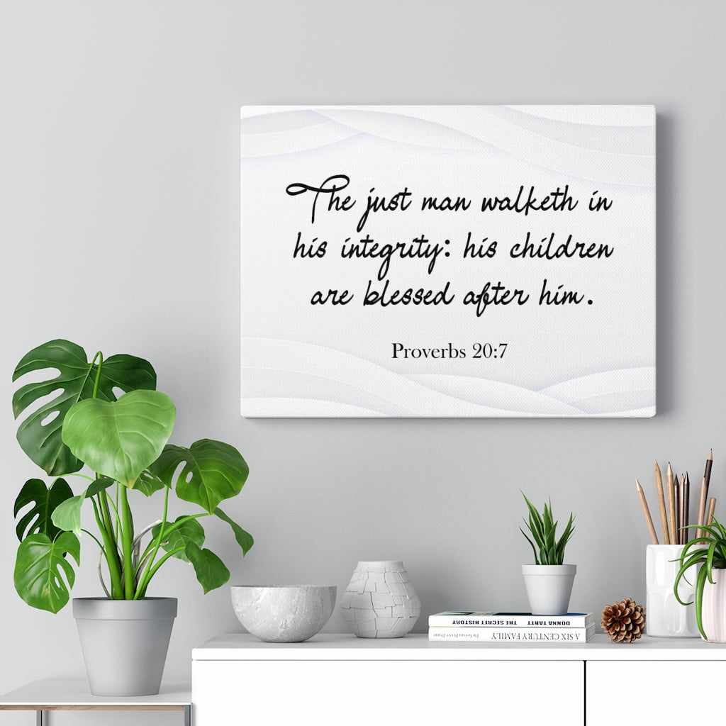 Scripture Walls Father Proverbs 20:7 Bible Verse Canvas Christian Wall Art Ready to Hang Unframed-Express Your Love Gifts