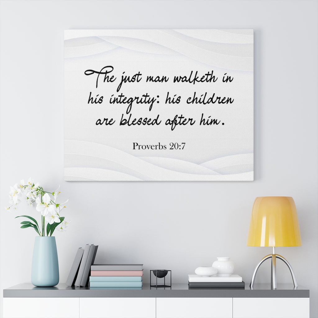 Scripture Walls Father Proverbs 20:7 Bible Verse Canvas Christian Wall Art Ready to Hang Unframed-Express Your Love Gifts