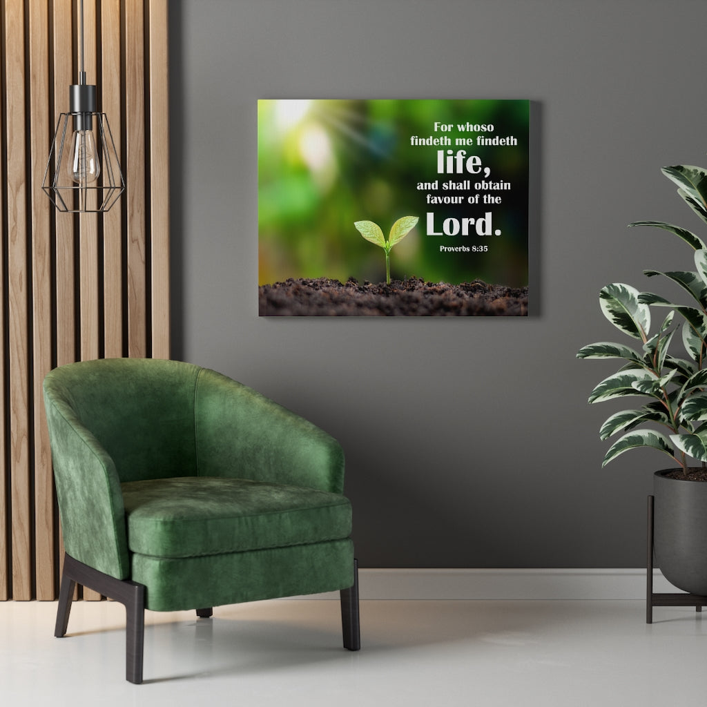 Scripture Walls Favour of The Lord Proverbs 8:35 Bible Verse Canvas Christian Wall Art Ready to Hang Unframed-Express Your Love Gifts