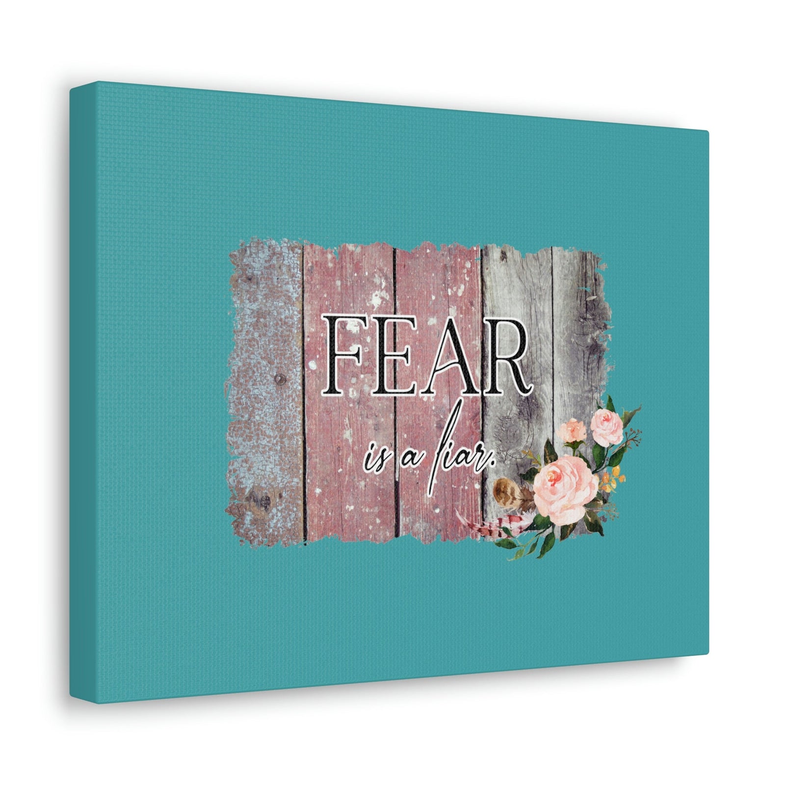 Scripture Walls Fear Is A Liar Pink Proverbs 29:25 Wood Bible Canvas Christian Wall Art Ready to Hang Unframed-Express Your Love Gifts