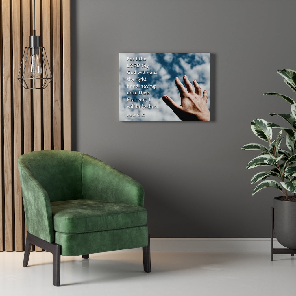 Scripture Walls Fear Not Hand Isaiah 41:13 Bible Verse Canvas Christian Wall Art Ready to Hang Unframed-Express Your Love Gifts