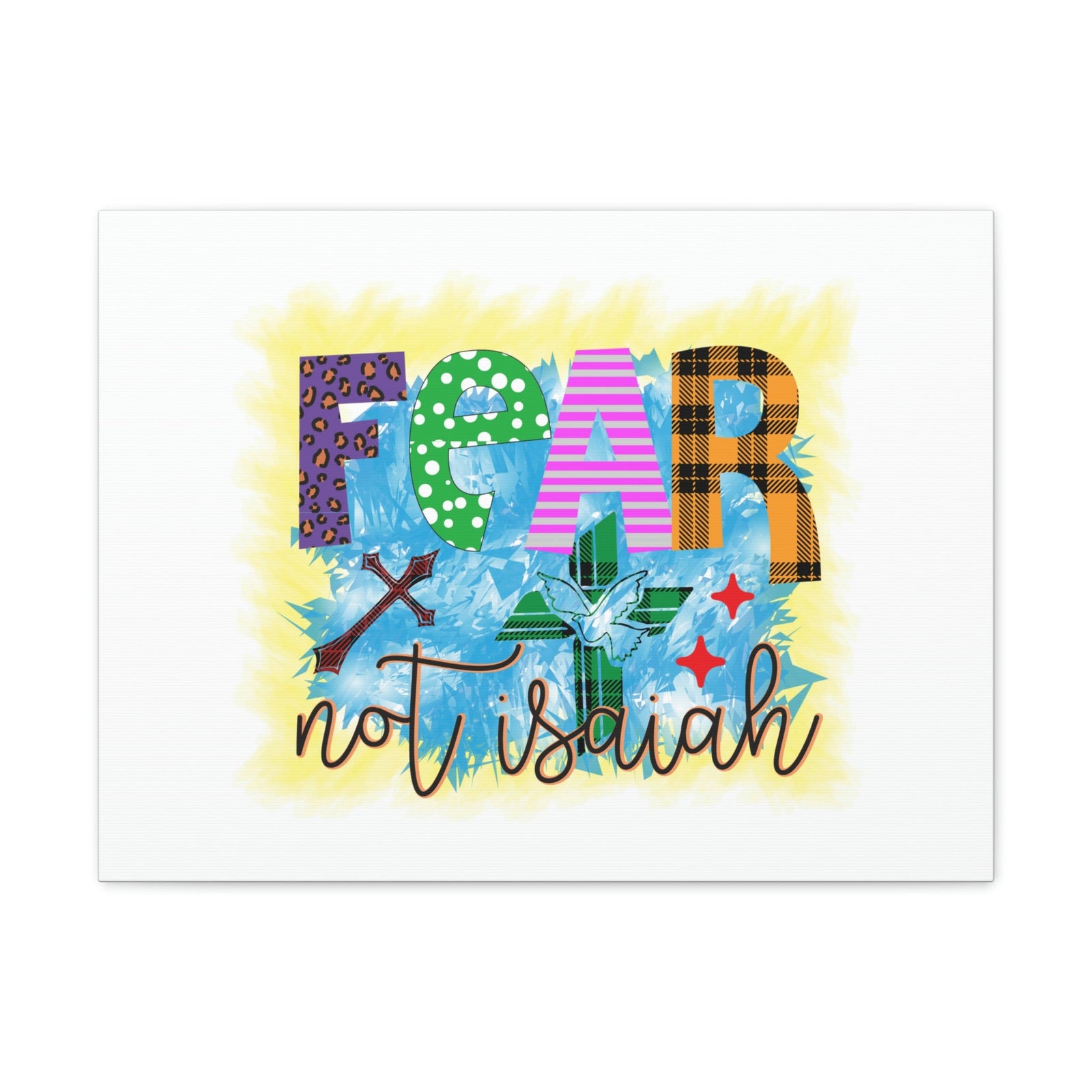 Scripture Walls Fear Not Isaiah 41:10 Yellow Blue Christian Wall Art Bible Verse Print Ready to Hang Unframed-Express Your Love Gifts