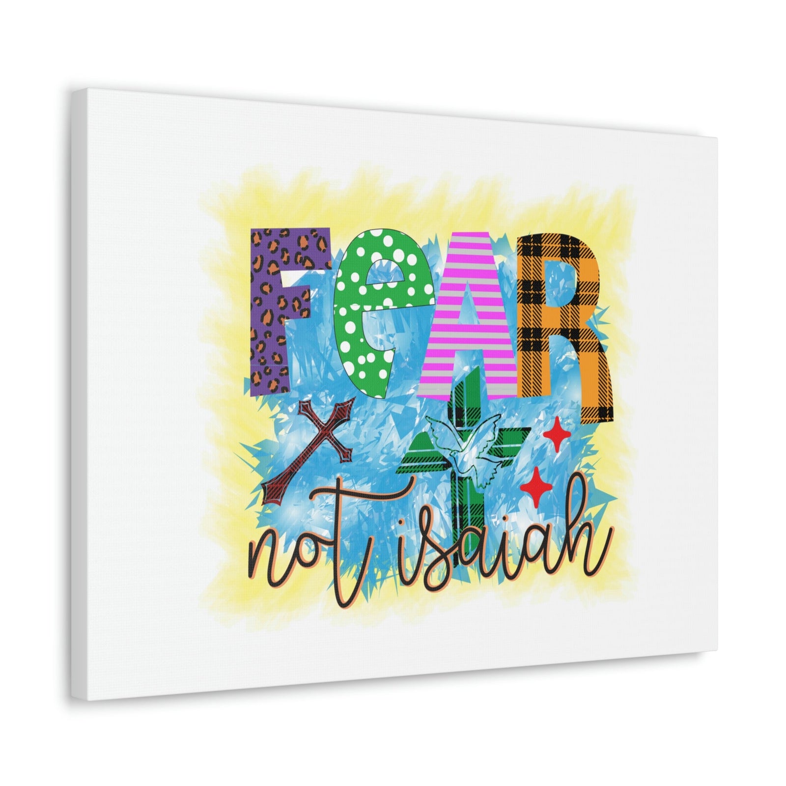 Scripture Walls Fear Not Isaiah 41:10 Yellow Blue Christian Wall Art Bible Verse Print Ready to Hang Unframed-Express Your Love Gifts