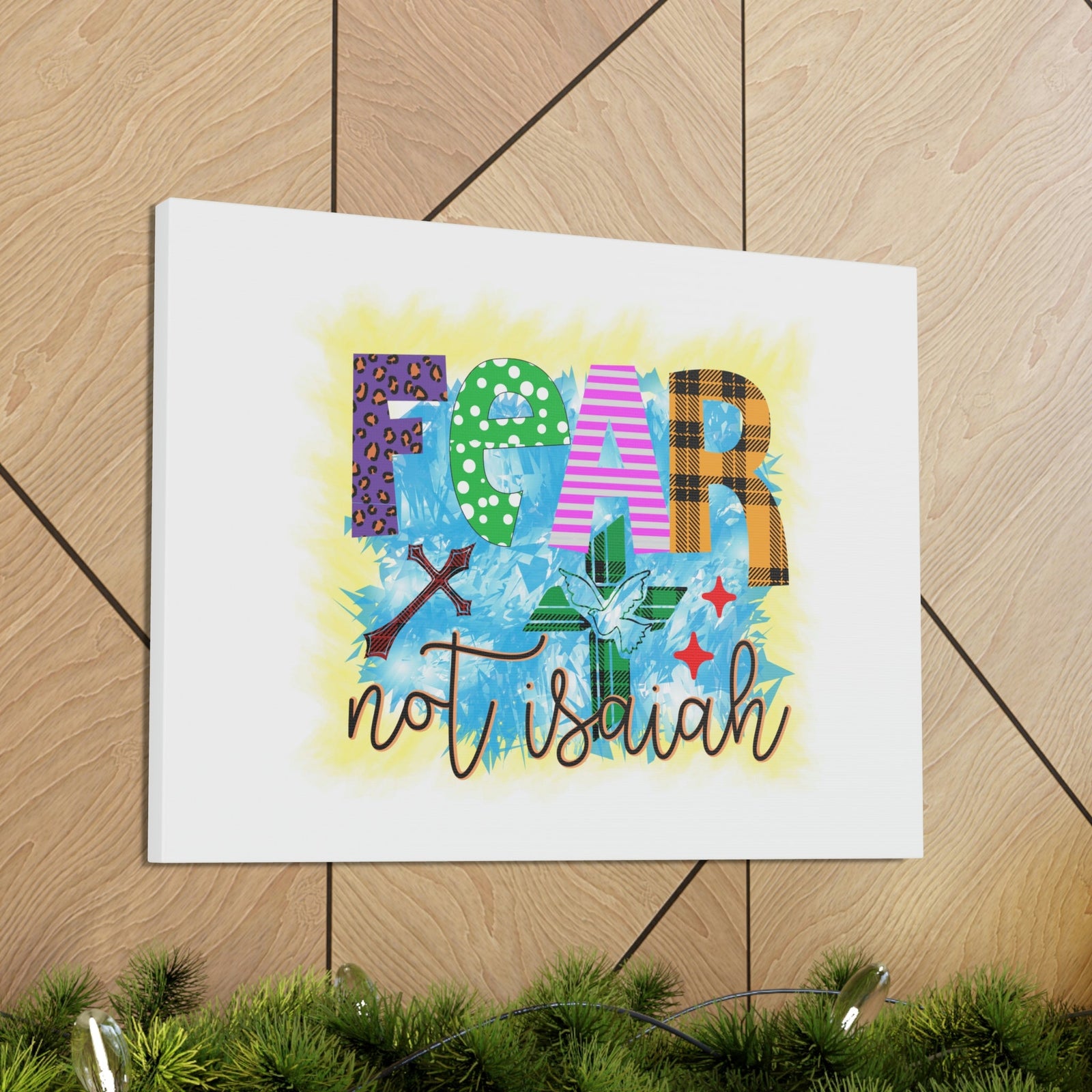 Scripture Walls Fear Not Isaiah 41:10 Yellow Blue Christian Wall Art Bible Verse Print Ready to Hang Unframed-Express Your Love Gifts