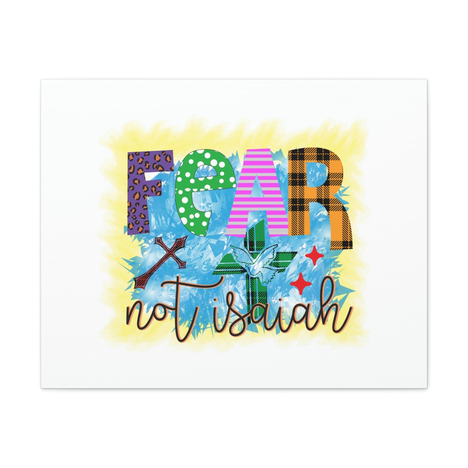 Scripture Walls Fear Not Isaiah 41:10 Yellow Blue Christian Wall Art Bible Verse Print Ready to Hang Unframed-Express Your Love Gifts