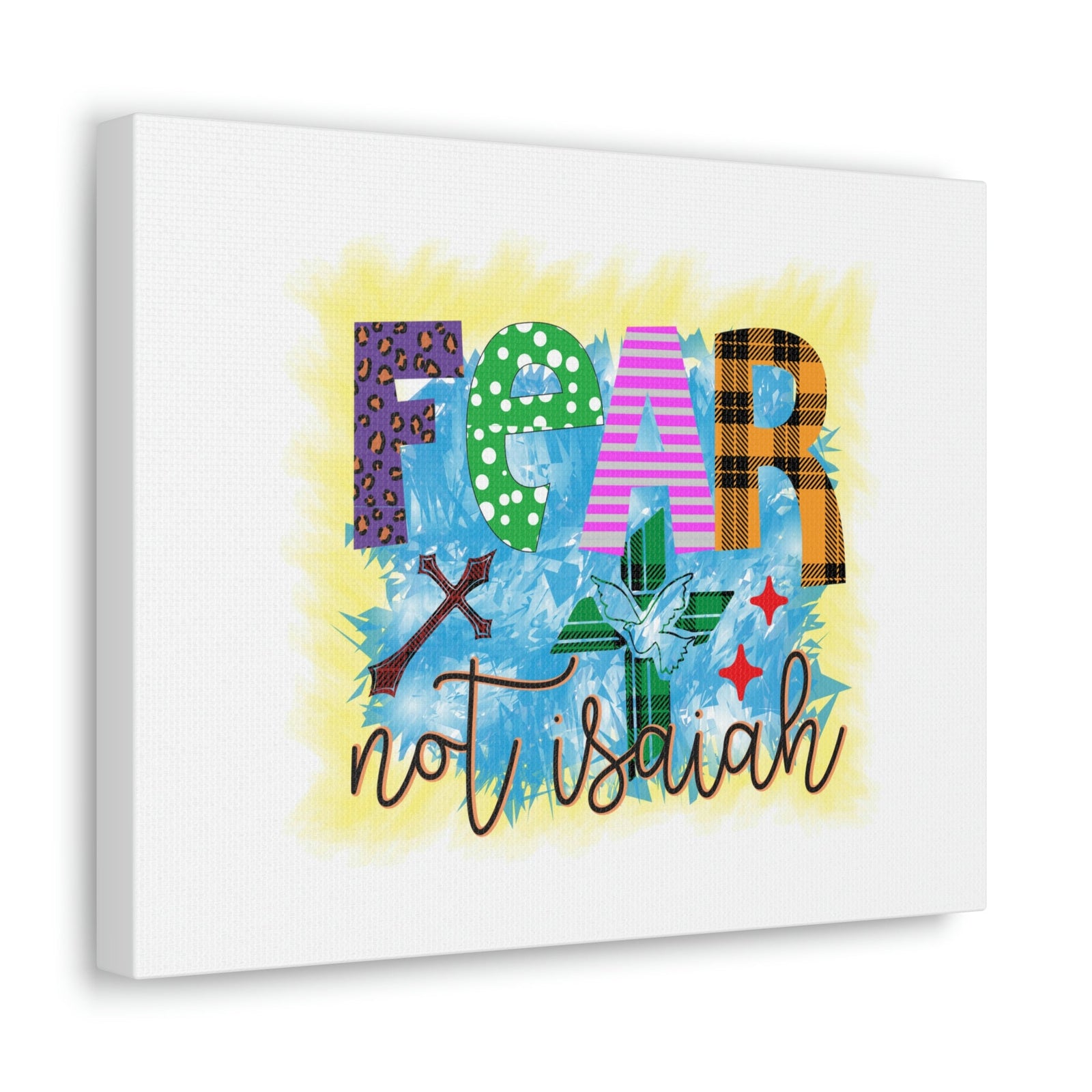 Scripture Walls Fear Not Isaiah 41:10 Yellow Blue Christian Wall Art Bible Verse Print Ready to Hang Unframed-Express Your Love Gifts