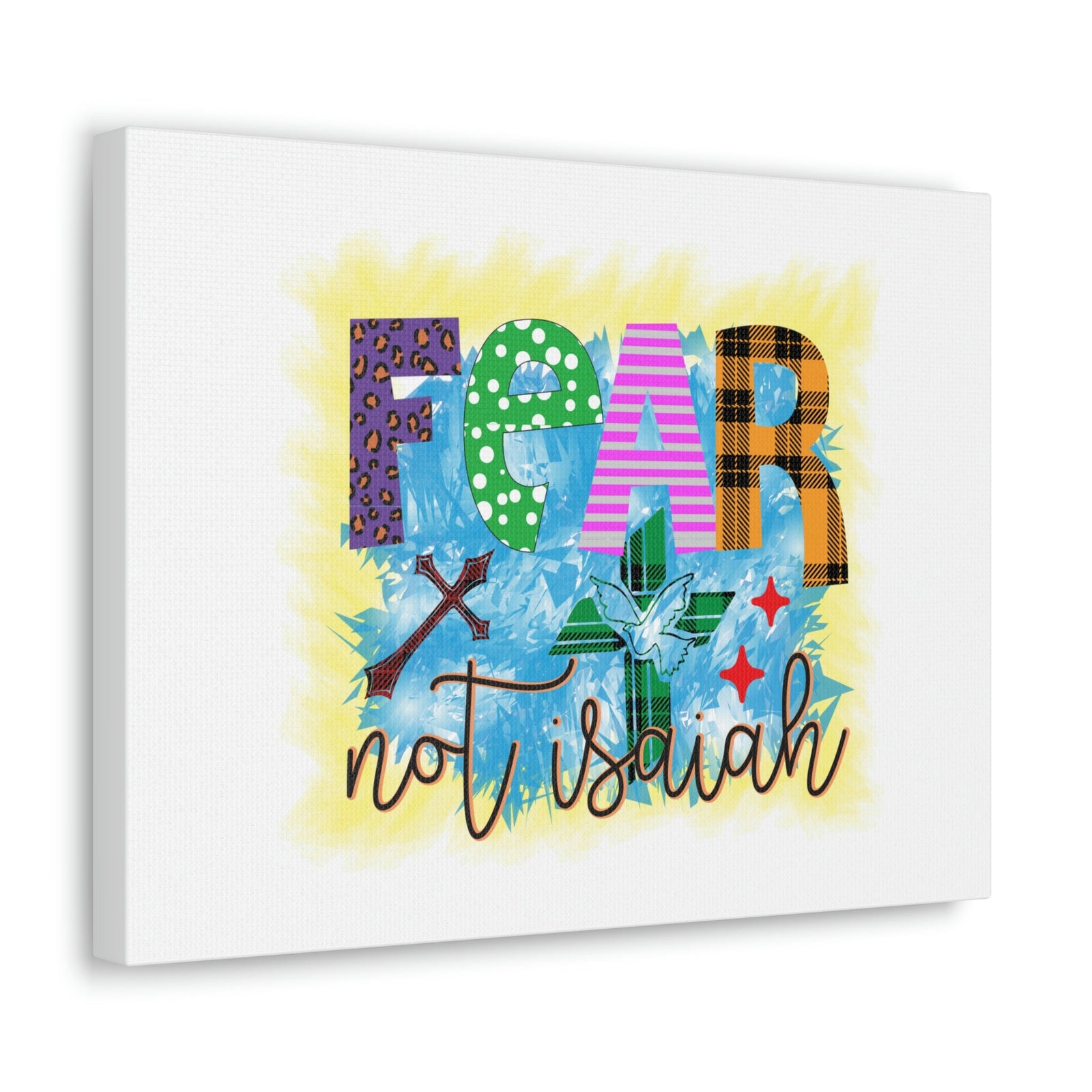Scripture Walls Fear Not Isaiah 41:10 Yellow Blue Christian Wall Art Bible Verse Print Ready to Hang Unframed-Express Your Love Gifts