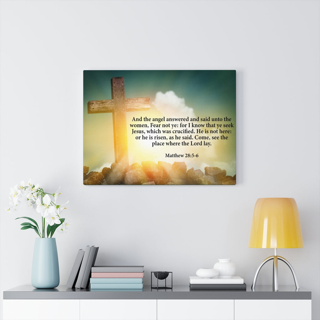 Scripture Walls Fear Not Ye Matthew 28:5-6 Bible Verse Canvas Christian Wall Art Ready to Hang Unframed-Express Your Love Gifts