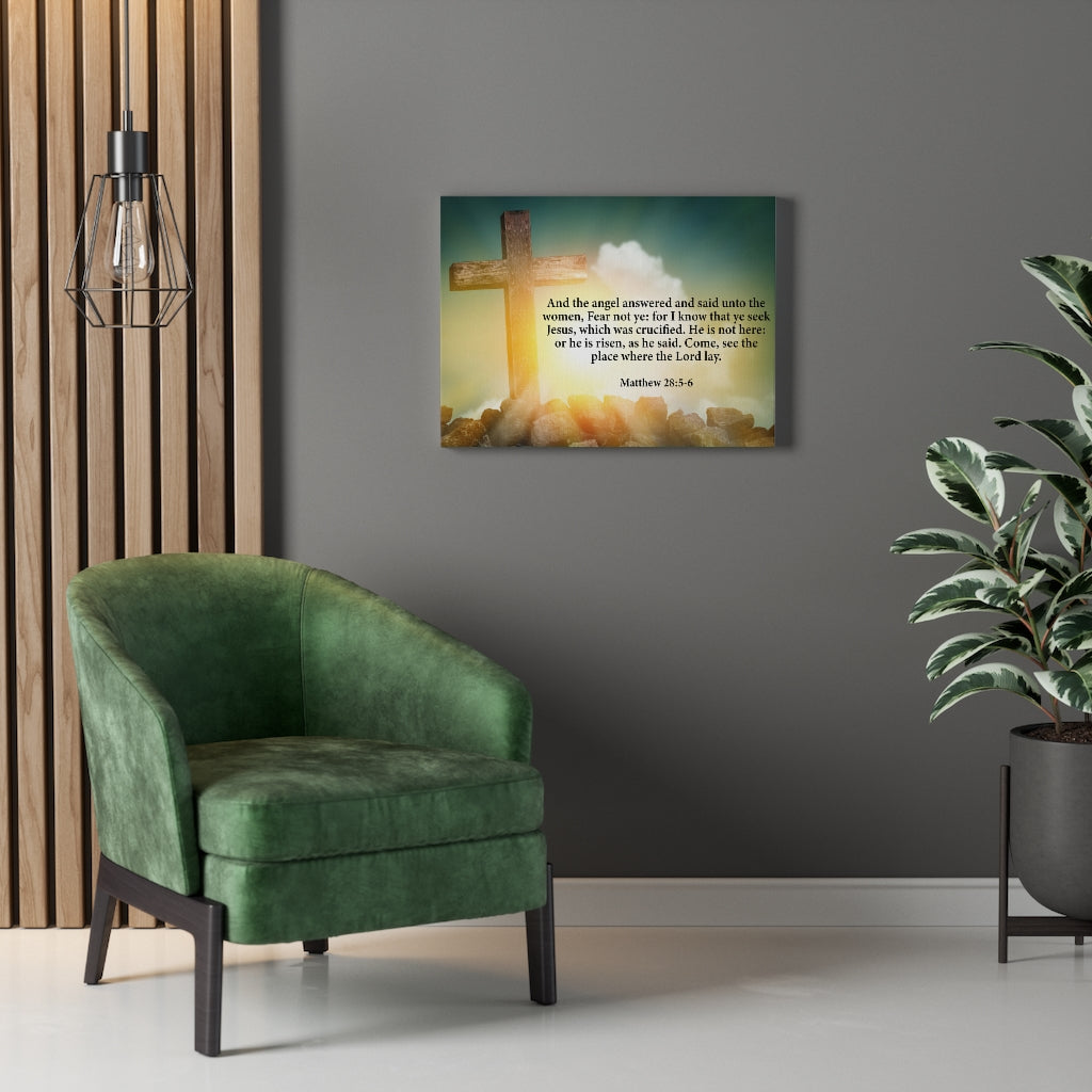 Scripture Walls Fear Not Ye Matthew 28:5-6 Bible Verse Canvas Christian Wall Art Ready to Hang Unframed-Express Your Love Gifts