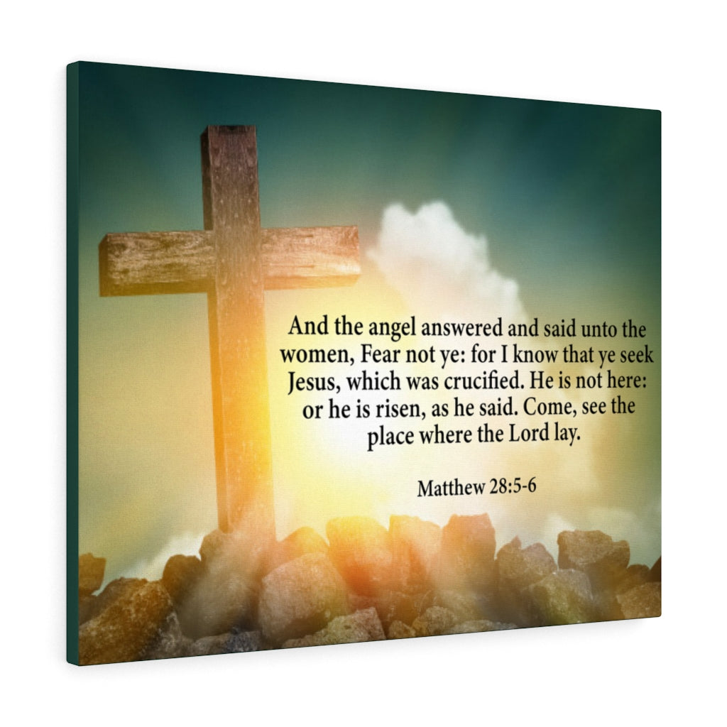 Scripture Walls Fear Not Ye Matthew 28:5-6 Bible Verse Canvas Christian Wall Art Ready to Hang Unframed-Express Your Love Gifts