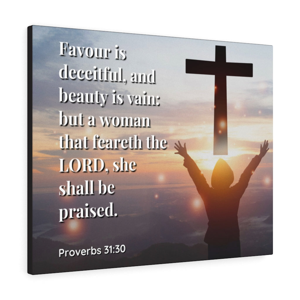 Scripture Walls Fear The Lord Proverbs 31:30 Bible Verse Canvas Christian Wall Art Ready to Hang Unframed-Express Your Love Gifts