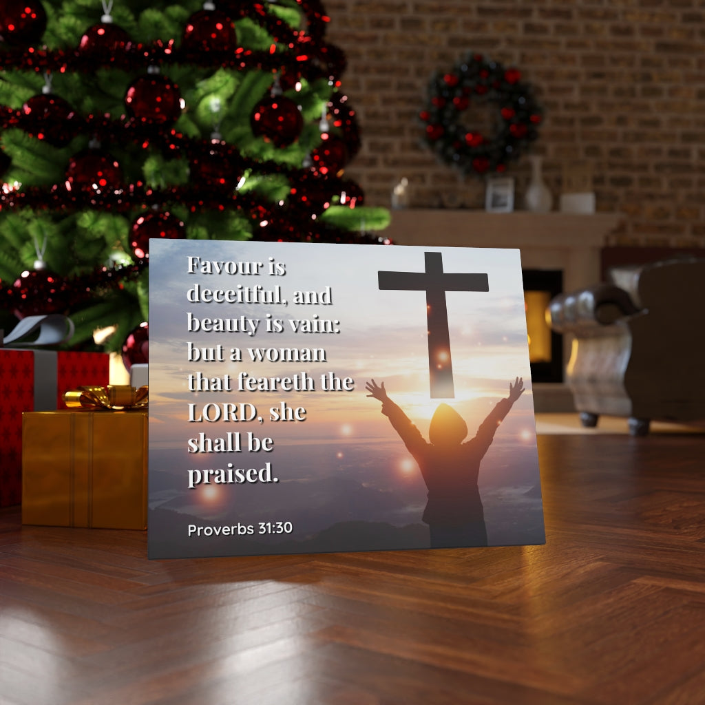 Scripture Walls Fear The Lord Proverbs 31:30 Bible Verse Canvas Christian Wall Art Ready to Hang Unframed-Express Your Love Gifts