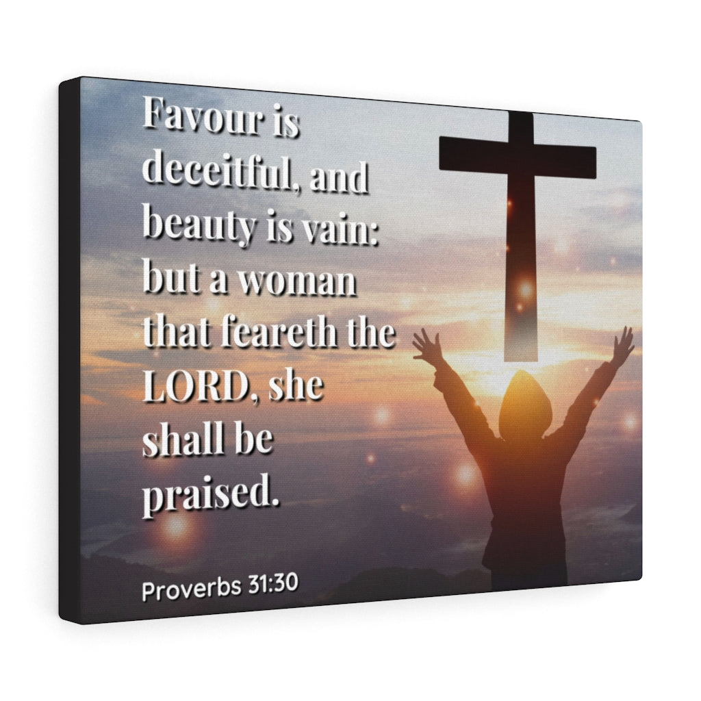 Scripture Walls Fear The Lord Proverbs 31:30 Bible Verse Canvas Christian Wall Art Ready to Hang Unframed-Express Your Love Gifts
