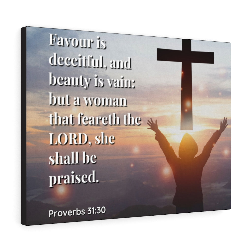 Scripture Walls Fear The Lord Proverbs 31:30 Bible Verse Canvas Christian Wall Art Ready to Hang Unframed-Express Your Love Gifts