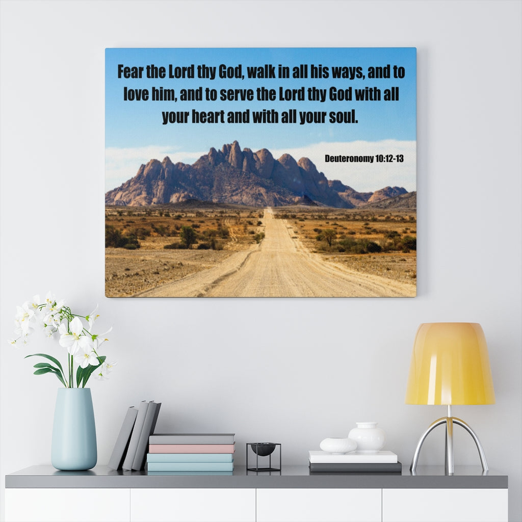 Scripture Walls Fear the Lord Thy God Deuteronomy 10:12 Bible Verse Canvas Christian Wall Art Ready to Hang Unframed-Express Your Love Gifts