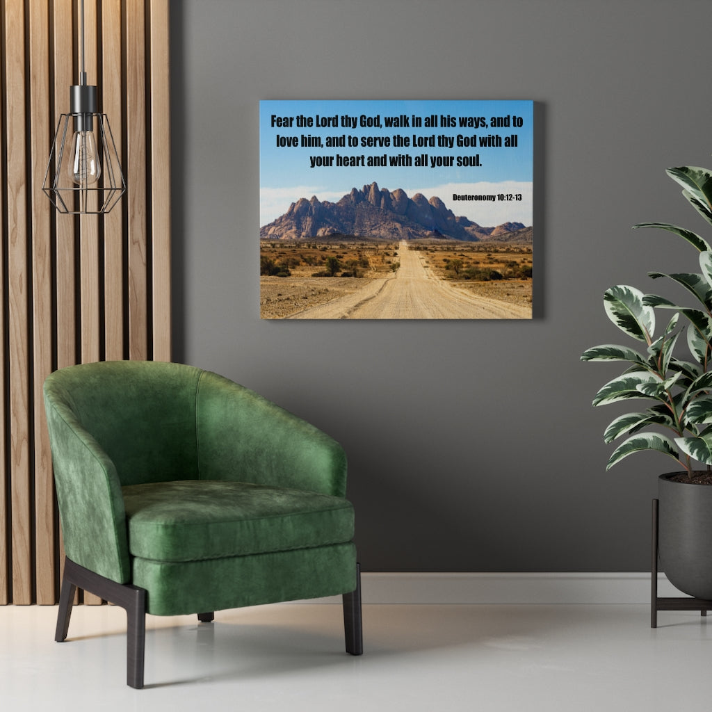 Scripture Walls Fear the Lord Thy God Deuteronomy 10:12 Bible Verse Canvas Christian Wall Art Ready to Hang Unframed-Express Your Love Gifts