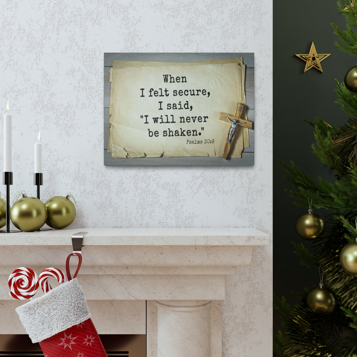 Scripture Walls Felt Secure Psalms 30:6 Bible Verse Canvas Christian Wall Art Ready to Hang Unframed-Express Your Love Gifts