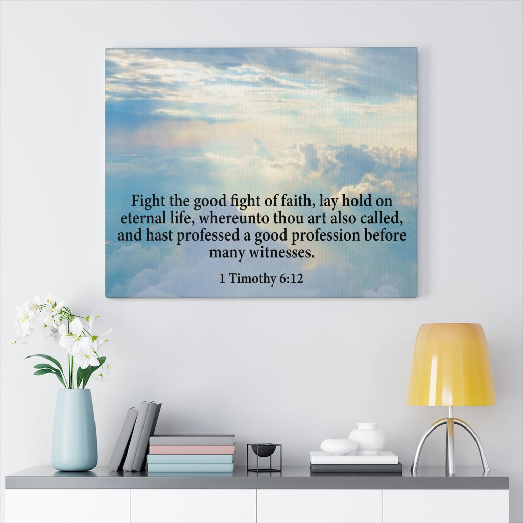 Scripture Walls Fight The Good Fight 1 Timothy 6:12 Christian Home Decor Bible Art Unframed-Express Your Love Gifts