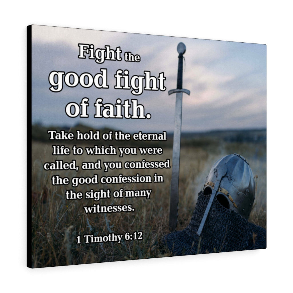 Scripture Walls Fight the Good Fight of Faith 1 Timothy 6:12 Sword Wall Art Christian Home Decor Unframed-Express Your Love Gifts
