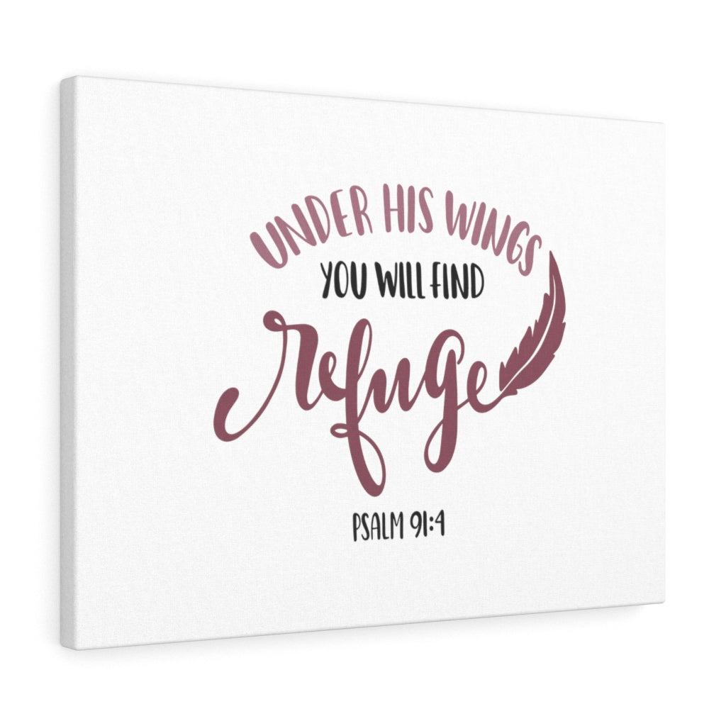Scripture Walls Find Refuge Psalm 91:4 Bible Verse Canvas Christian Wall Art Ready to Hang Unframed-Express Your Love Gifts