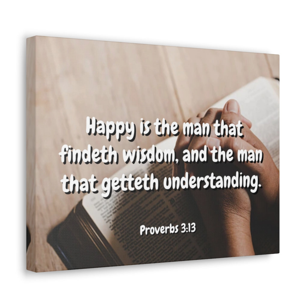 Scripture Walls Findeth Wisdom Proverbs 3:13 Bible Verse Canvas Christian Wall Art Ready to Hang Unframed-Express Your Love Gifts