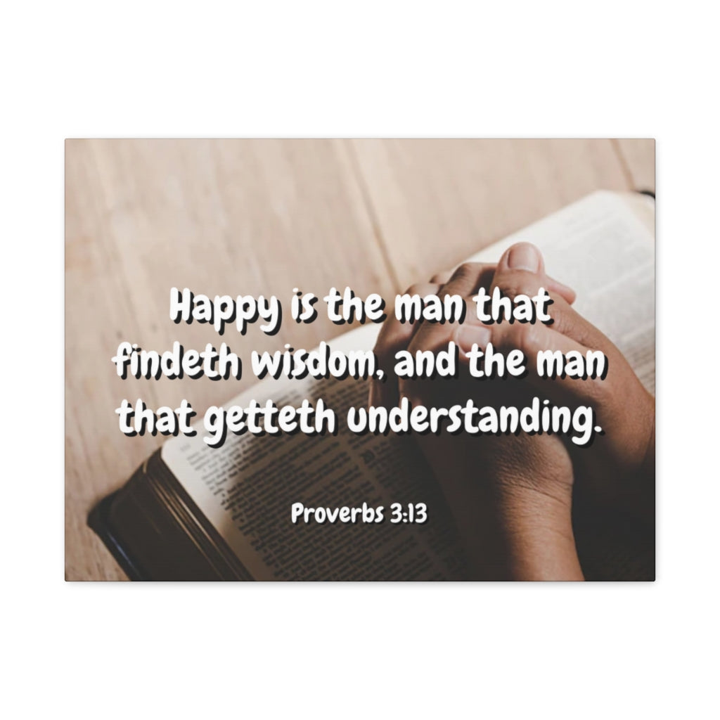 Scripture Walls Findeth Wisdom Proverbs 3:13 Bible Verse Canvas Christian Wall Art Ready to Hang Unframed-Express Your Love Gifts