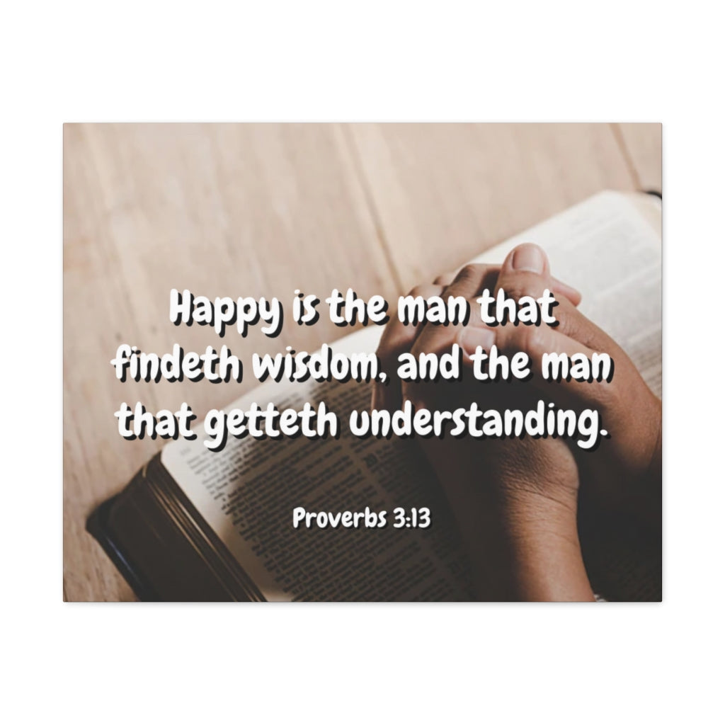 Scripture Walls Findeth Wisdom Proverbs 3:13 Bible Verse Canvas Christian Wall Art Ready to Hang Unframed-Express Your Love Gifts