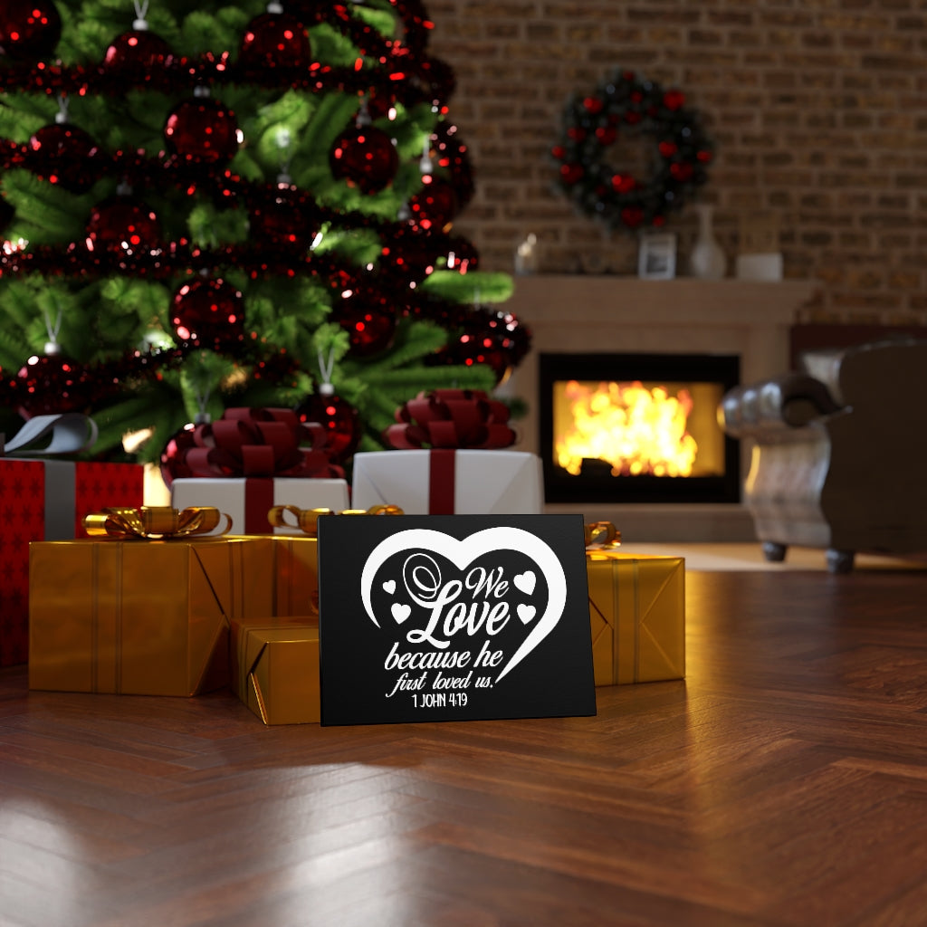 Scripture Walls First Loved Us 1 John 4:19 Bible Verse Canvas Christian Wall Art Ready to Hang Unframed-Express Your Love Gifts