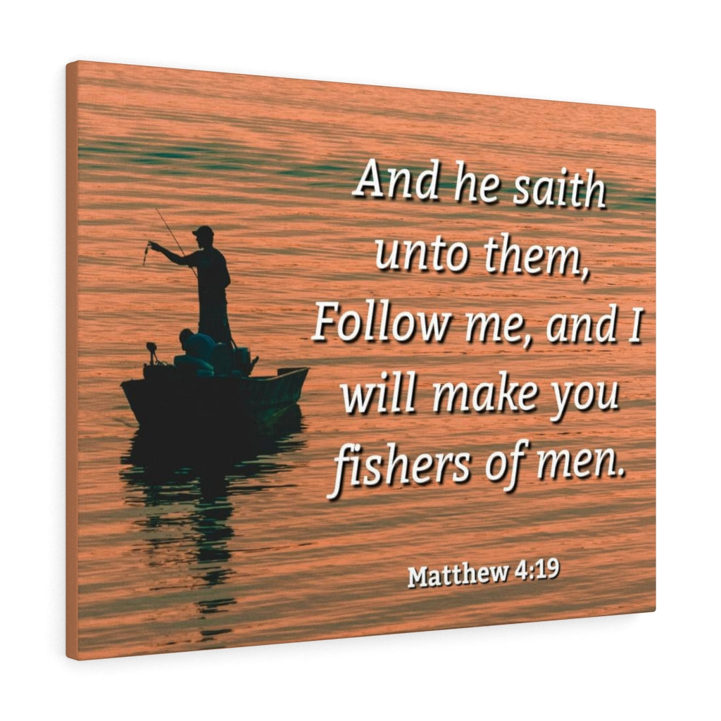 Scripture Walls Fishers Of Men Matthew 4:19 Bible Verse Canvas Christian Wall Art Ready to Hang Unframed-Express Your Love Gifts