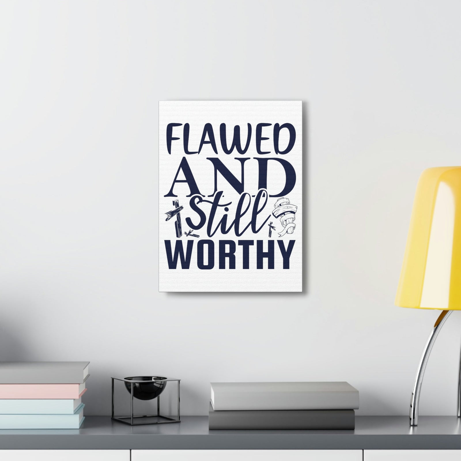 Scripture Walls Flawed And Still Worthy Romans 5:8 Christian Wall Art Print Ready to Hang Unframed-Express Your Love Gifts