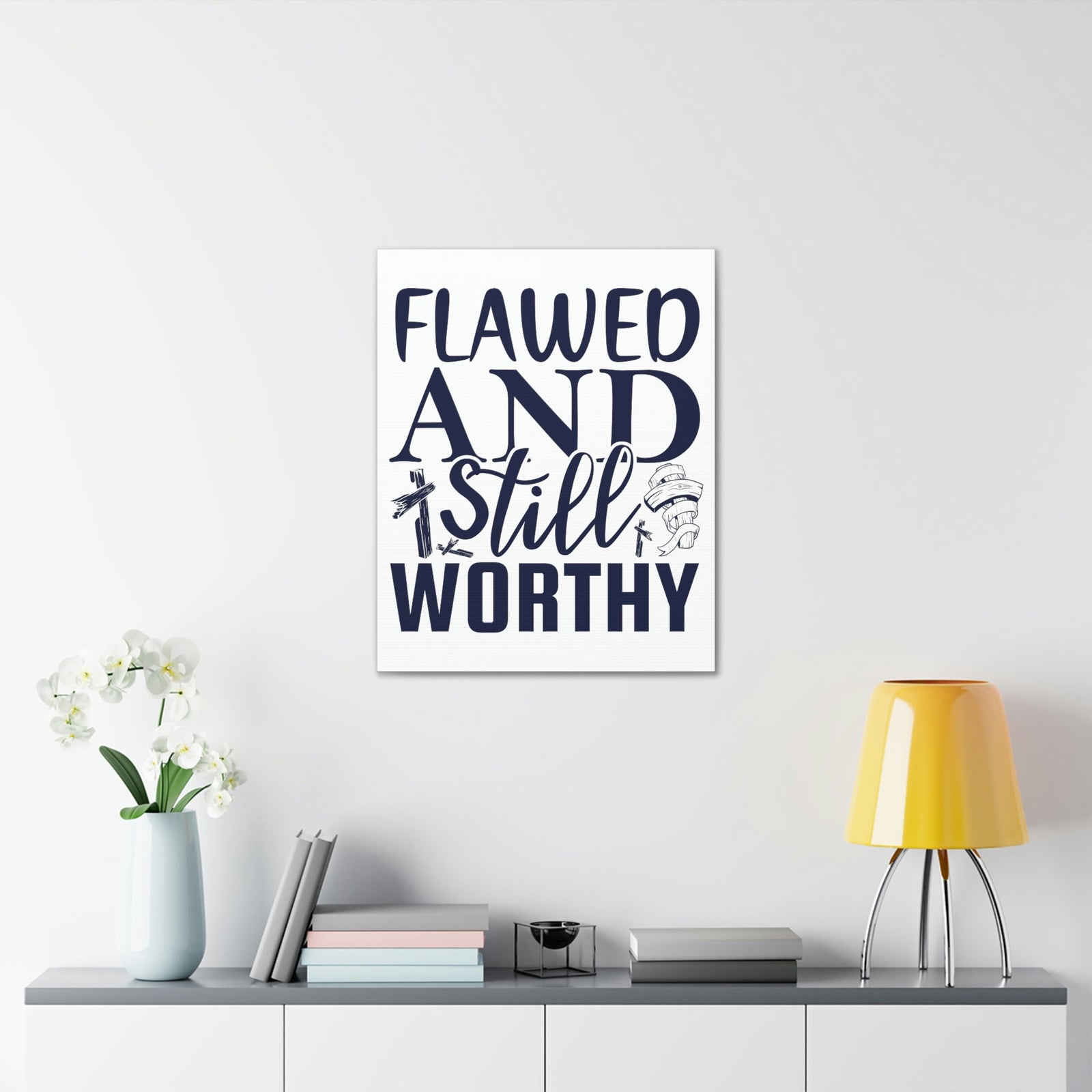 Scripture Walls Flawed And Still Worthy Romans 5:8 Christian Wall Art Print Ready to Hang Unframed-Express Your Love Gifts