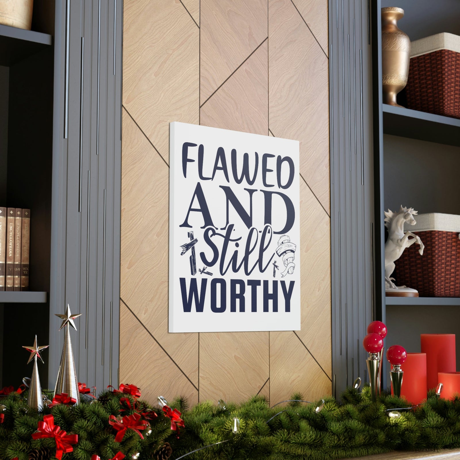 Scripture Walls Flawed And Still Worthy Romans 5:8 Christian Wall Art Print Ready to Hang Unframed-Express Your Love Gifts