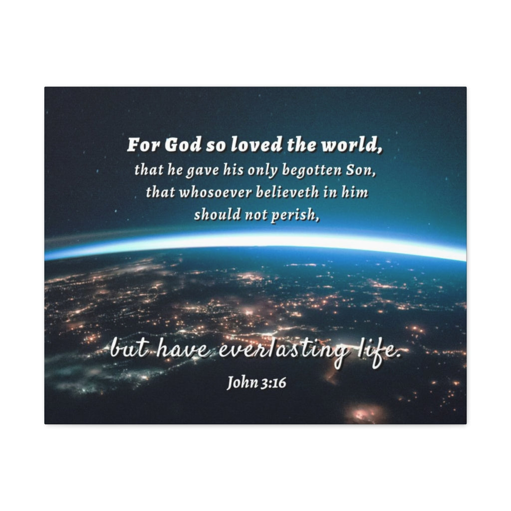 Scripture Walls For God So Loved The World John 3:16 Bible Verse Canvas Christian Wall Art Ready to Hang Unframed-Express Your Love Gifts