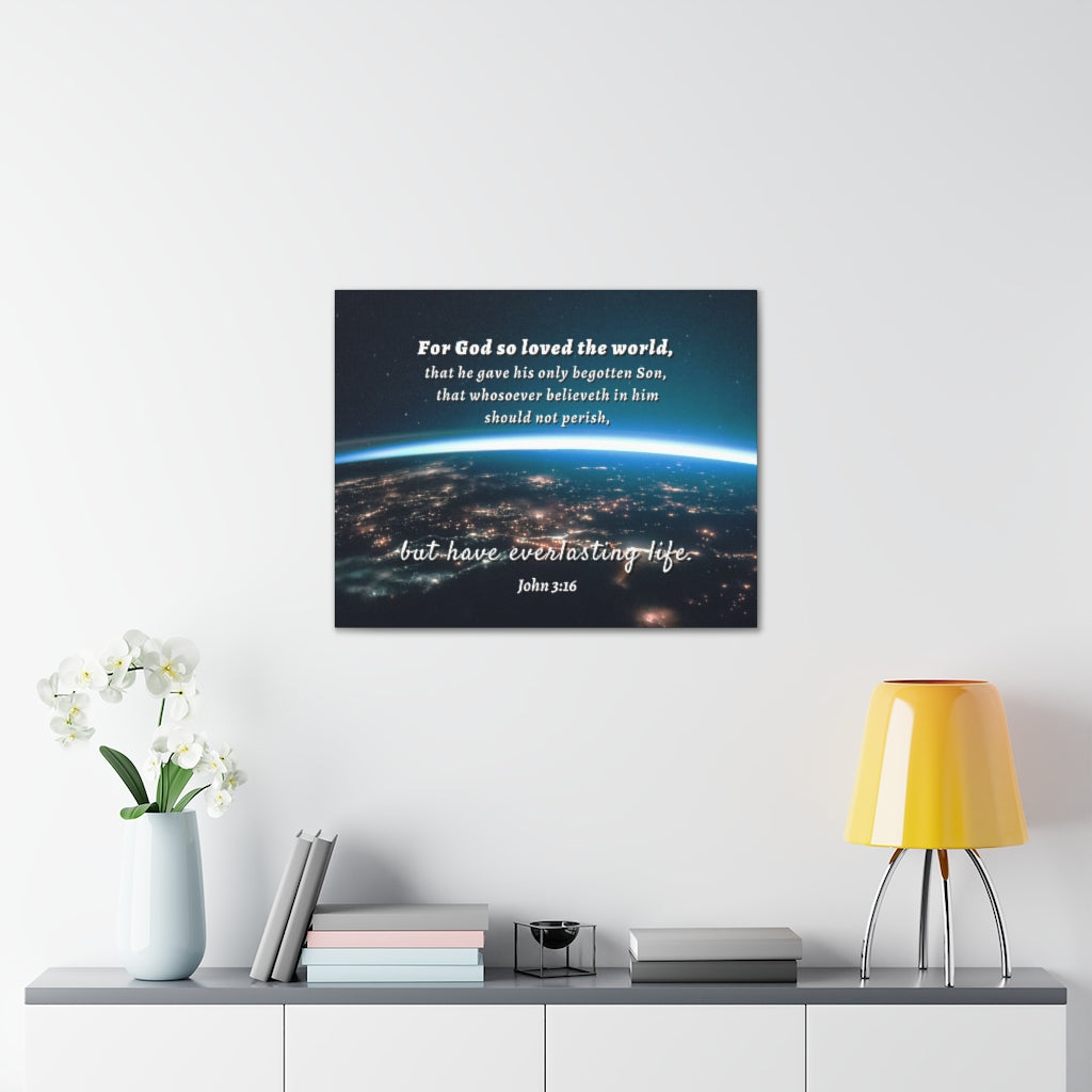 Scripture Walls For God So Loved The World John 3:16 Bible Verse Canvas Christian Wall Art Ready to Hang Unframed-Express Your Love Gifts