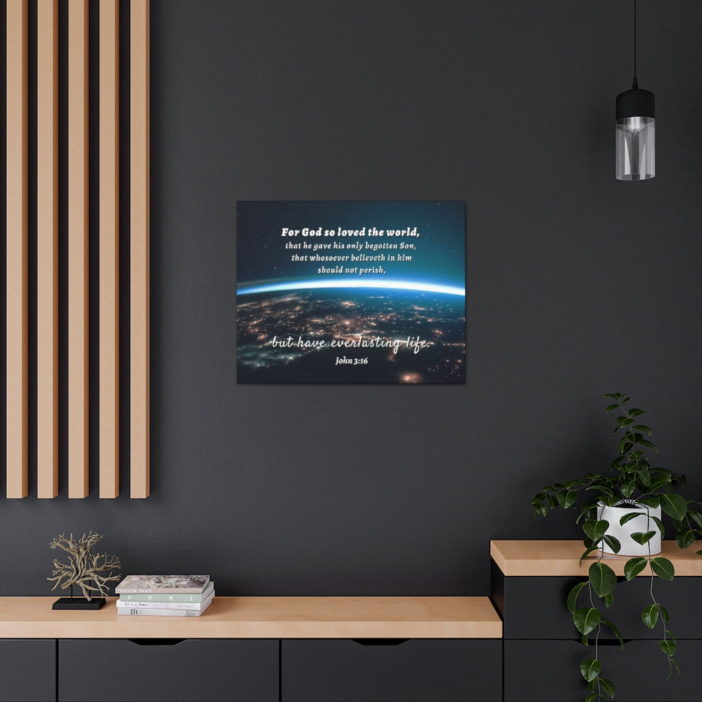 Scripture Walls For God So Loved The World John 3:16 Bible Verse Canvas Christian Wall Art Ready to Hang Unframed-Express Your Love Gifts