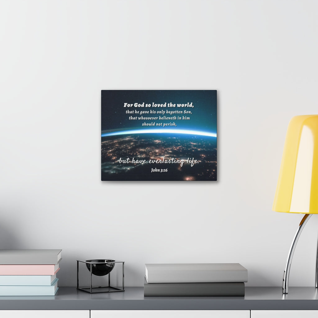 Scripture Walls For God So Loved The World John 3:16 Bible Verse Canvas Christian Wall Art Ready to Hang Unframed-Express Your Love Gifts