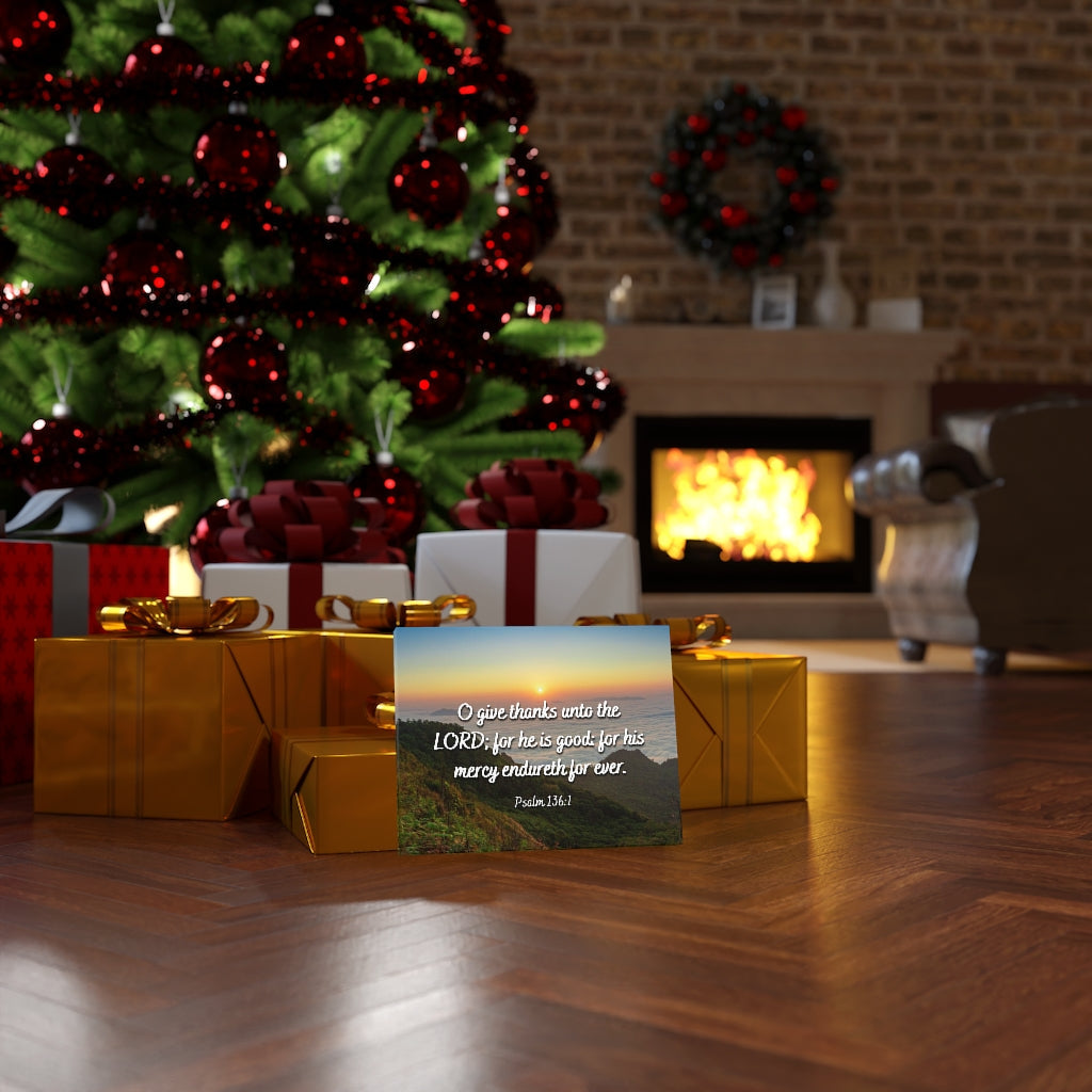 Scripture Walls For His Mercy Psalm 136:1 Bible Verse Canvas Christian Wall Art Ready to Hang Unframed-Express Your Love Gifts