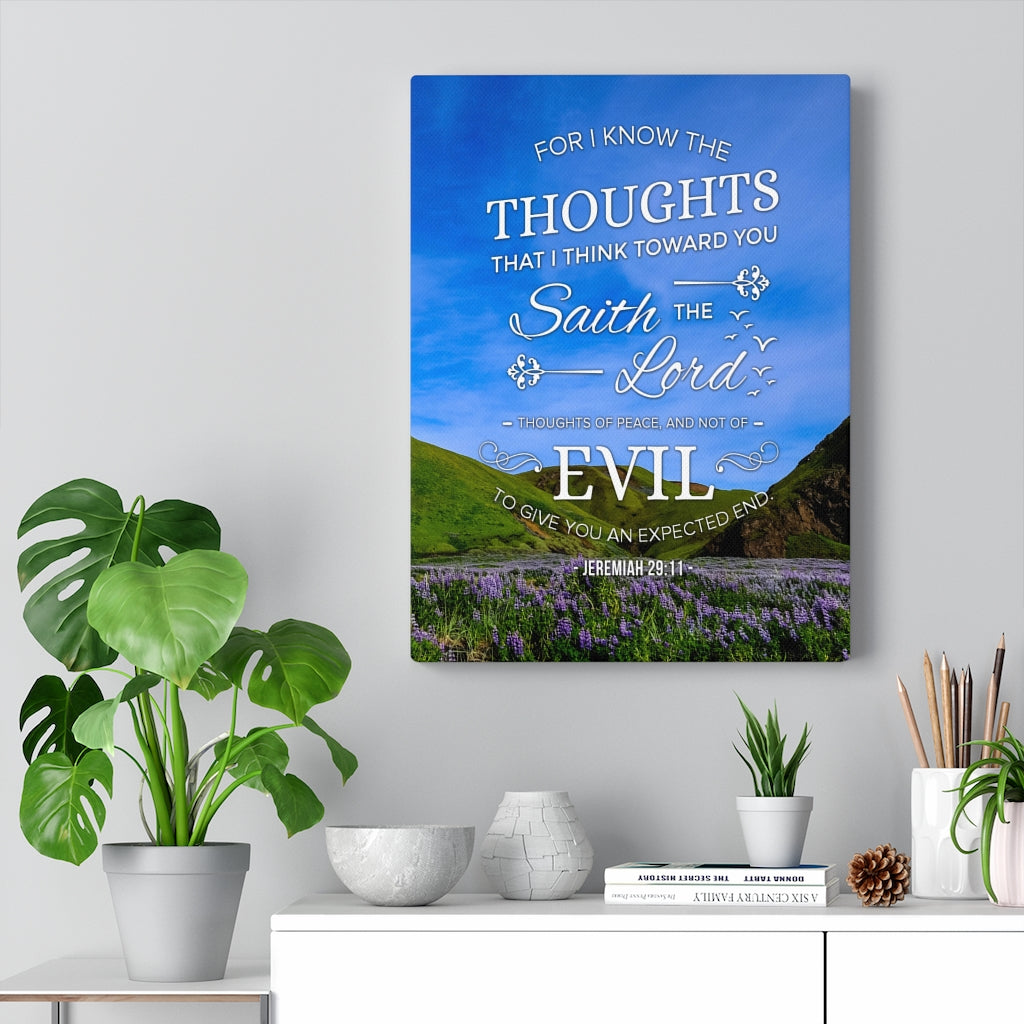 Scripture Walls For I Know The Thoughts Jeremiah 29:11 Bible Verse Canvas Christian Wall Art Ready to Hang Unframed-Express Your Love Gifts