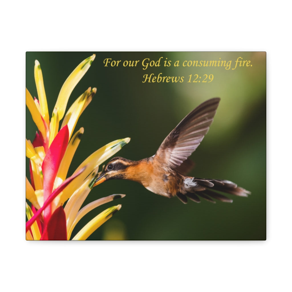 Scripture Walls For Our God Hebrews 12:29 Bible Verse Canvas Christian Wall Art Ready to Hang Unframed-Express Your Love Gifts