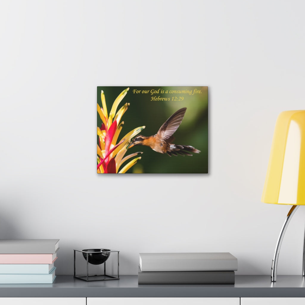 Scripture Walls For Our God Hebrews 12:29 Bible Verse Canvas Christian Wall Art Ready to Hang Unframed-Express Your Love Gifts